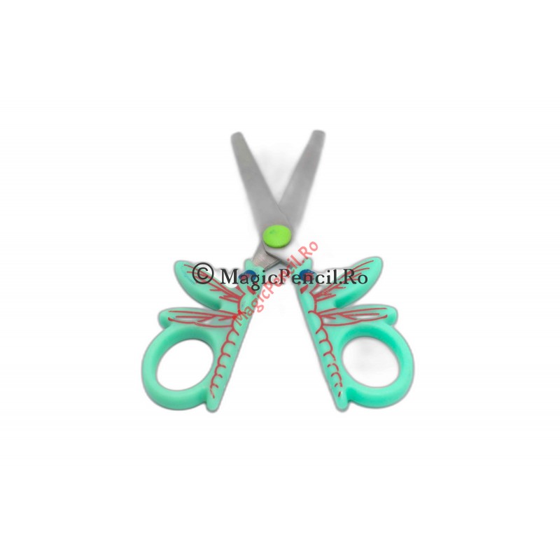 Foarfeca pentru hartie, libelula, verde, 14 cm