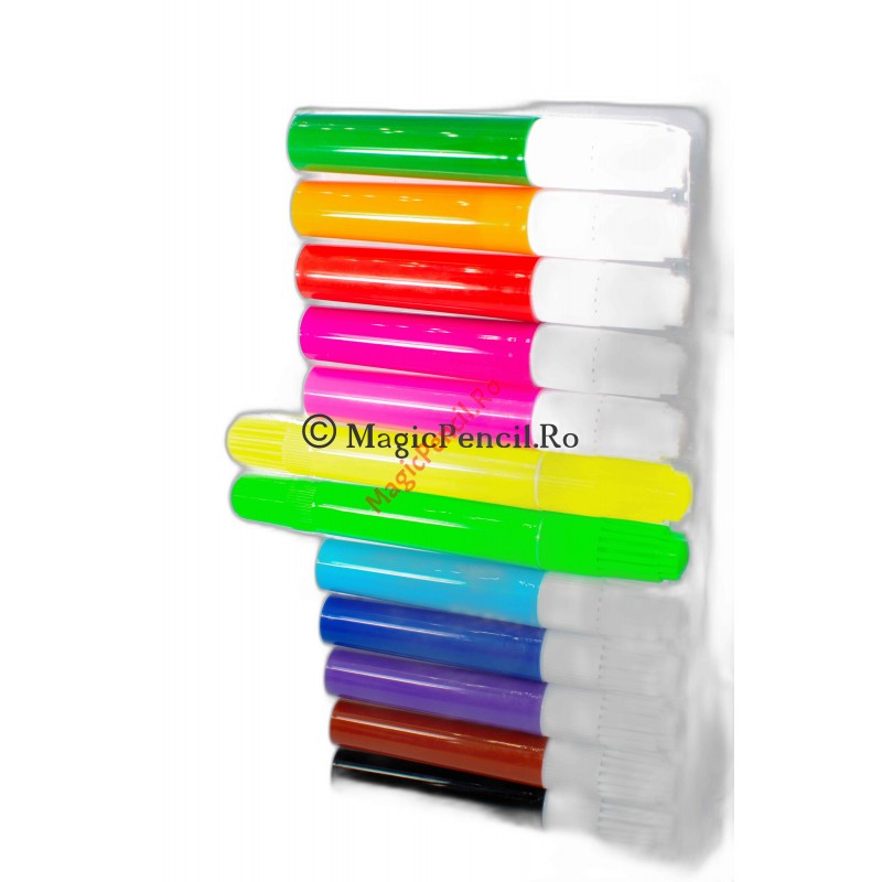 Carioca 2 capete, 12 culori, groase, Jumbo