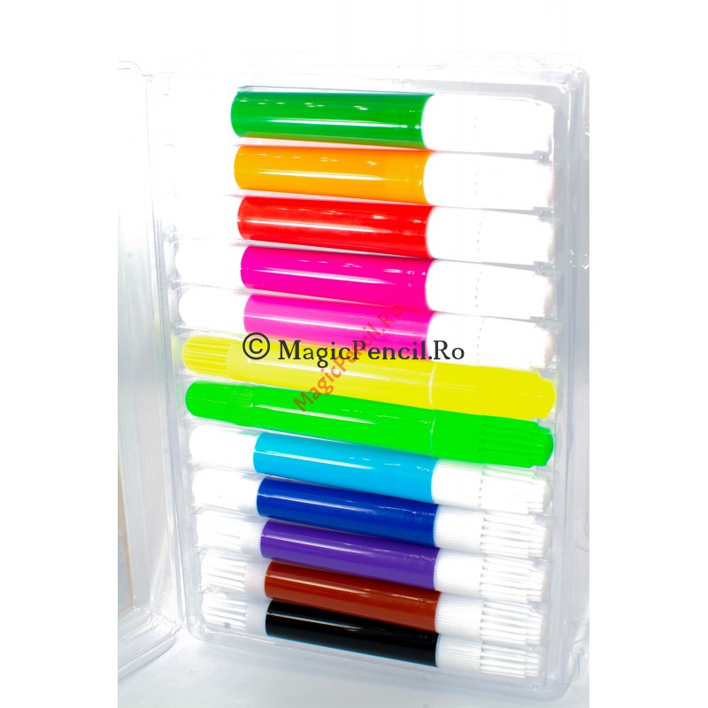 Carioca 2 capete, 12 culori, groase, Jumbo