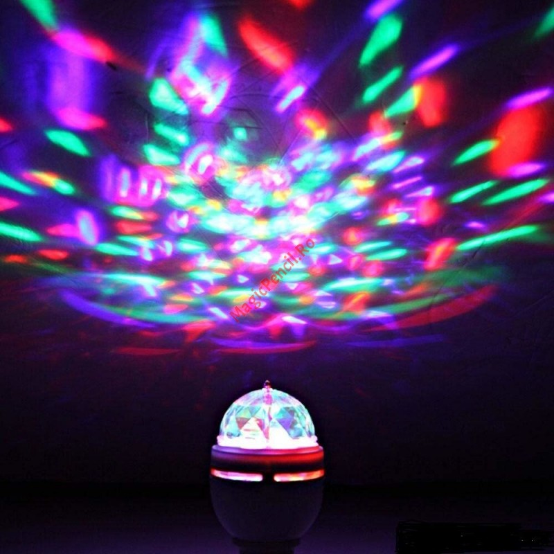 Bec Rotativ Lumini, RGB, 3W, E27, adaptor priza