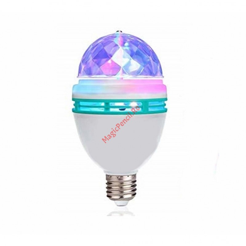 Bec Rotativ Lumini, RGB, 3W, E27, adaptor priza