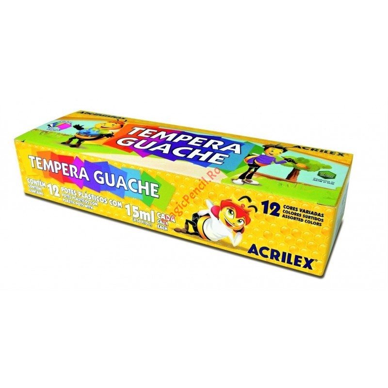 Tempera Guache, 12 culori, Acrilex