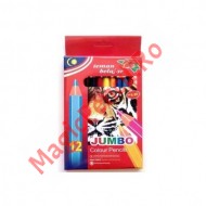 Creioane colorate groase (Jumbo), 12 culori