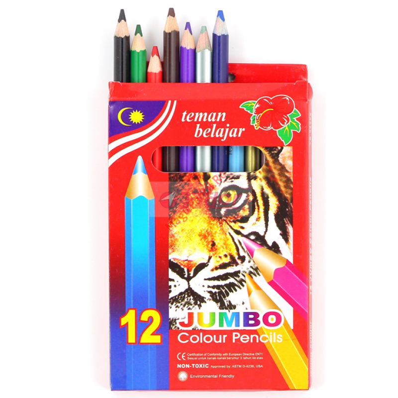 Creioane colorate groase (Jumbo), 12 culori