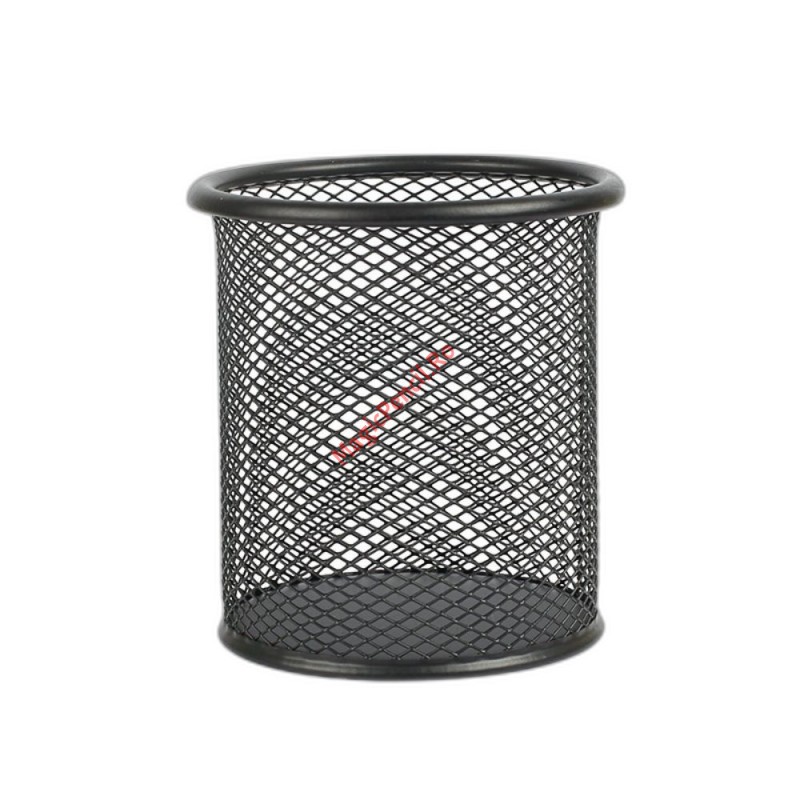 Suport instrumente de scris, rotund, plasa metalica, negru
