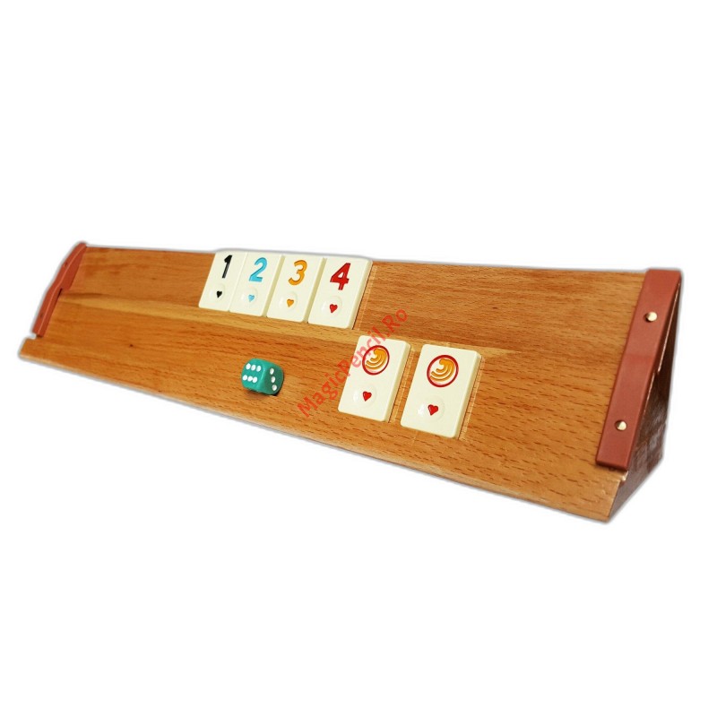 Joc remi, rummy din lemn masiv cu piese din plastic
