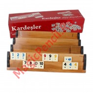 Joc remi, rummy din lemn masiv cu piese din plastic