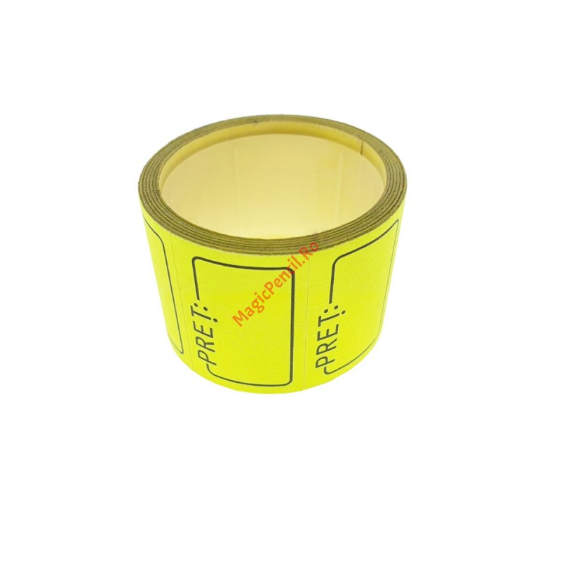 Etichete pret autoadezive 15x30 mm, galben fluorescent