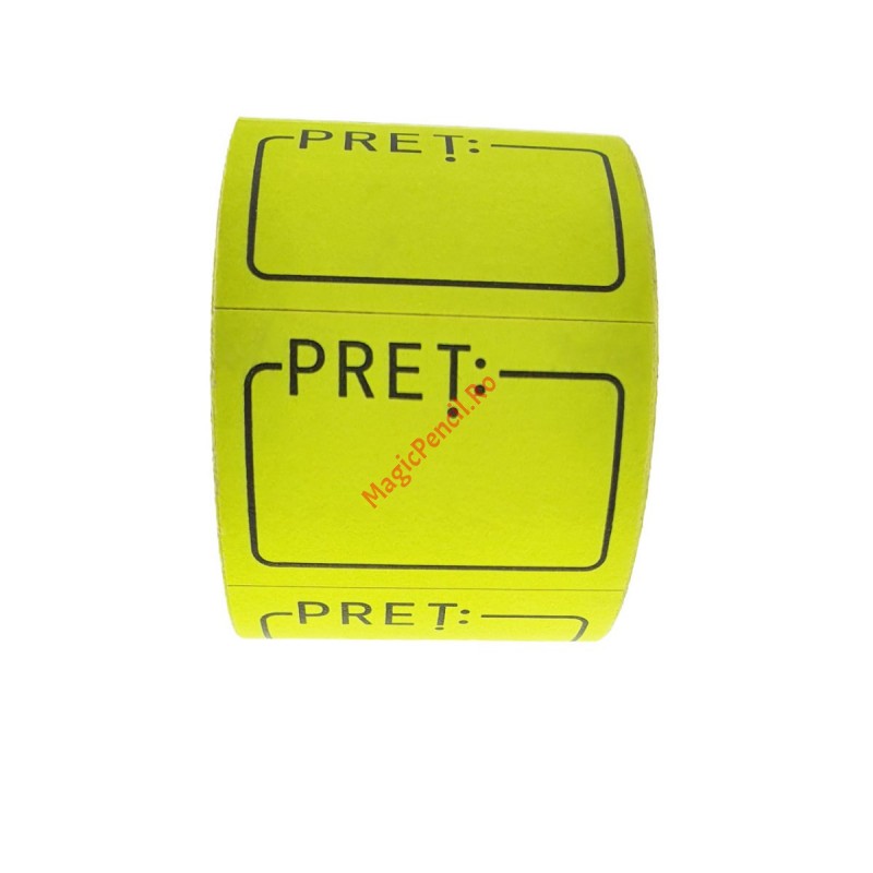 Etichete pret autoadezive 15x30 mm, galben fluorescent