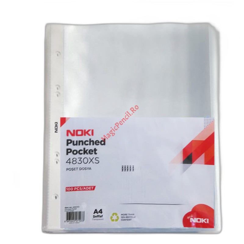 Folie de protectie A4, 35 microni, 100 folii/set, Noki