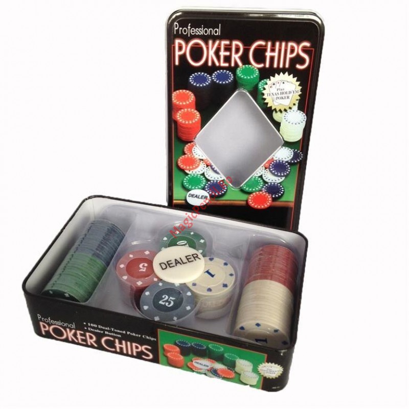 Set Poker cu 100 jetoane, in cutie metalica