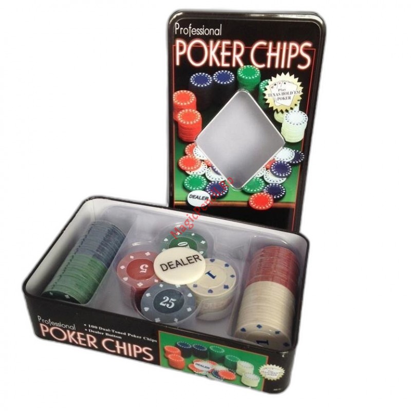 Set Poker cu 100 jetoane, in cutie metalica