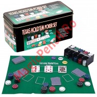 Set Poker cu 200 jetoane, in cutie metalica