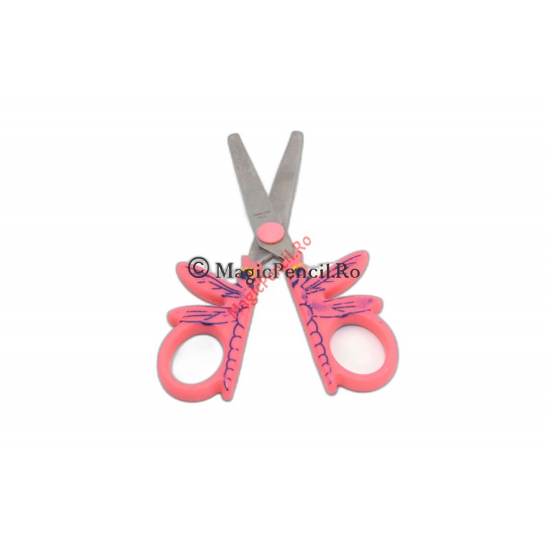 Foarfeca pentru hartie, libelula, roz, 14 cm