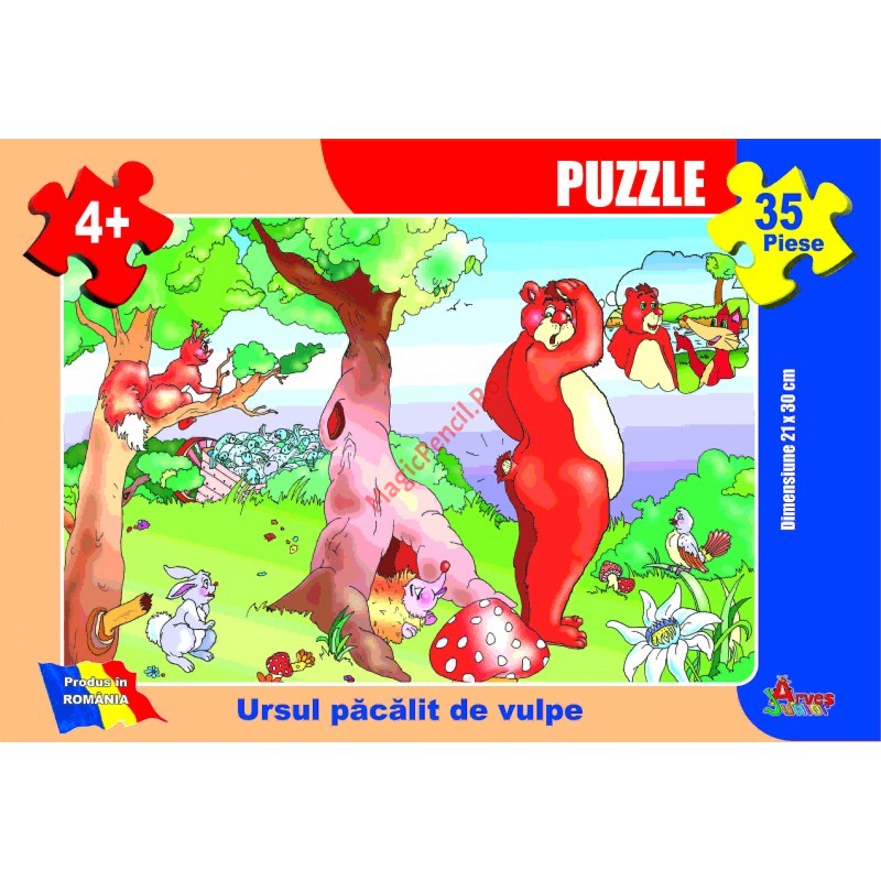 Puzzle 35 piese povesti, Ursul pacalit de vulpe
