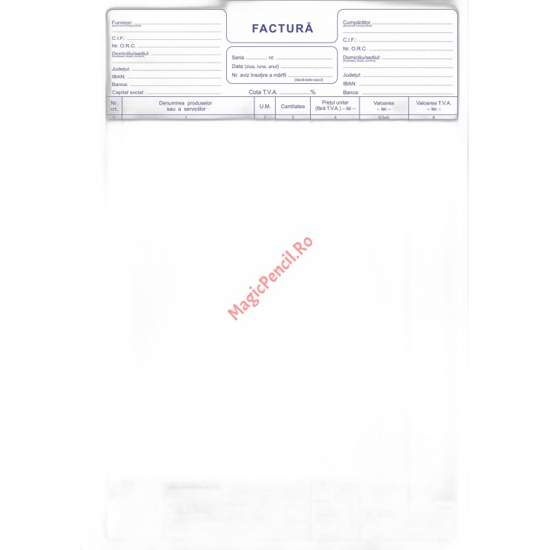 Facturier A4, autocopiativ, 3 exemplare, 50 seturi