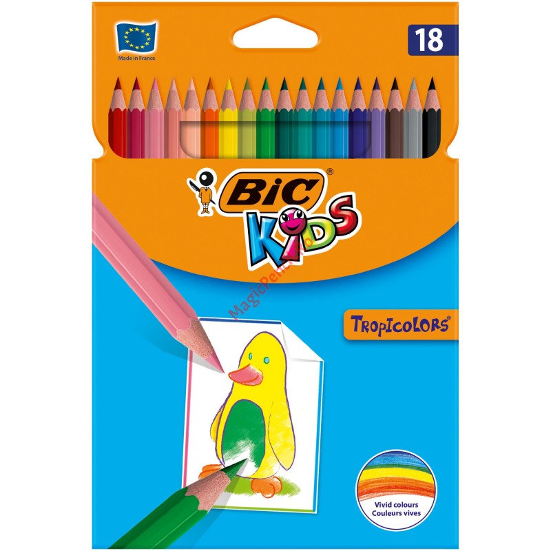 Creioane colorate Tropicolors, 18 culori, Bic
