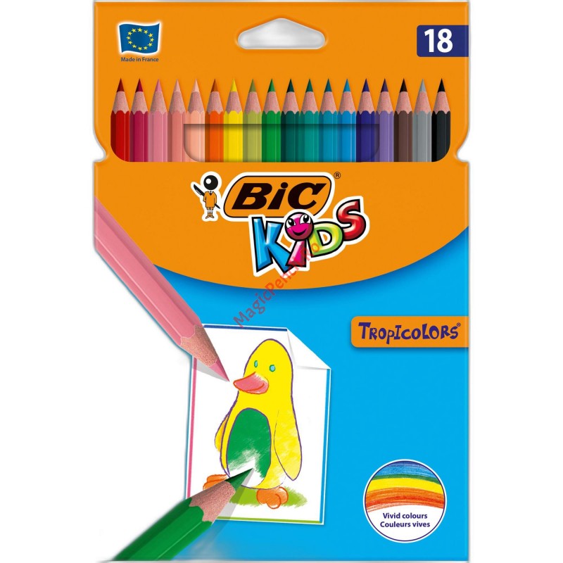 Creioane colorate Tropicolors, 18 culori, Bic