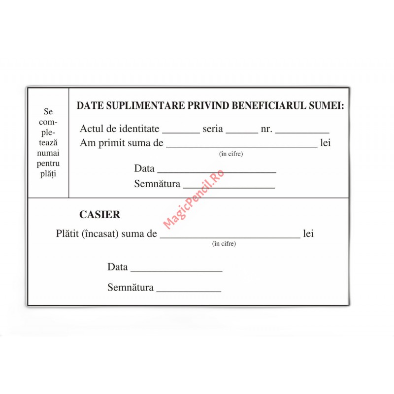 Dispozitie plata, casierie, A6