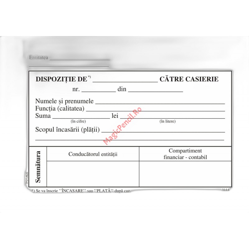 Dispozitie plata, casierie, A6