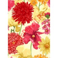 Hartie cerata colorata, cadou, flori galben, 50x70