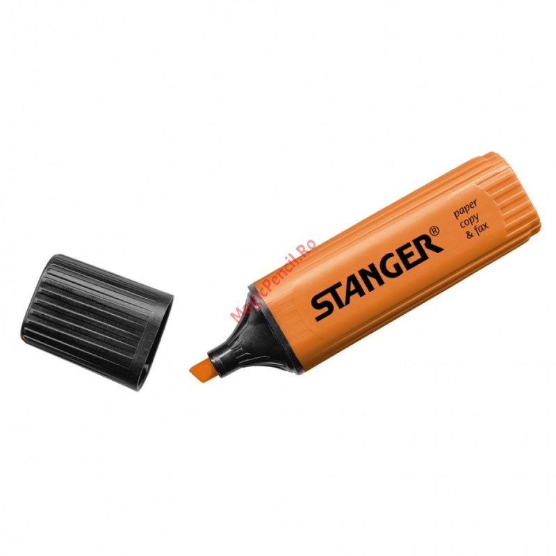 Evidentiator cu varf tesit, fluorescent, STANGER, portocaliu