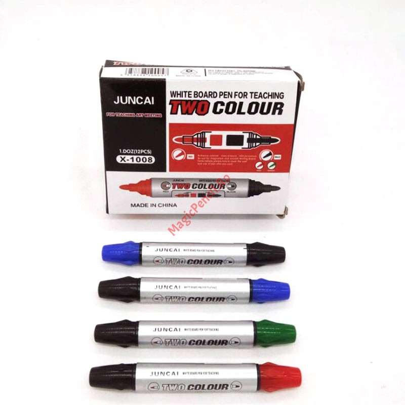 Marker tabla magnetica, 2 capete, Negru - Verde