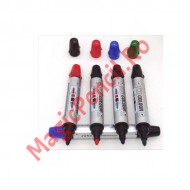 Marker tabla magnetica, 2 capete, Negru - Rosu