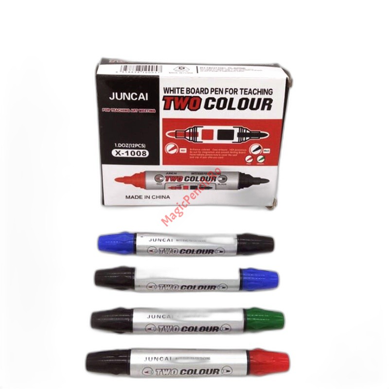 Marker tabla magnetica, 2 capete, Negru - Albastru