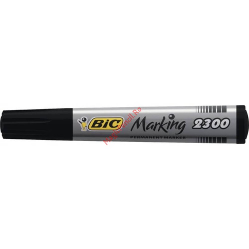 Marker Permanent BIC 2300, varf tesit de 3-5 mm, Negru