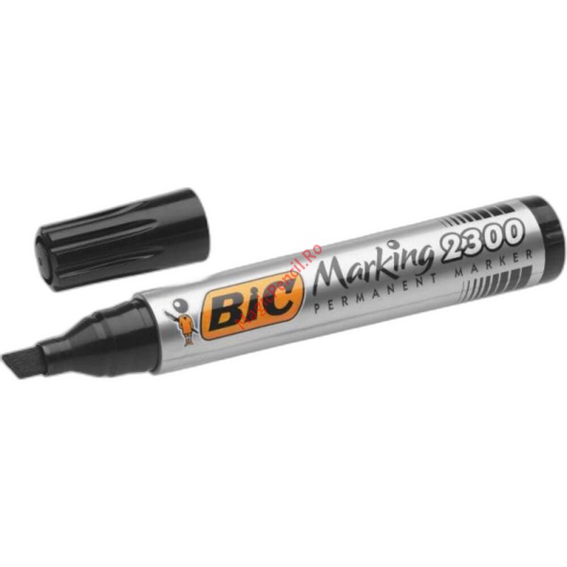 Marker Permanent BIC 2300, varf tesit de 3-5 mm, Negru