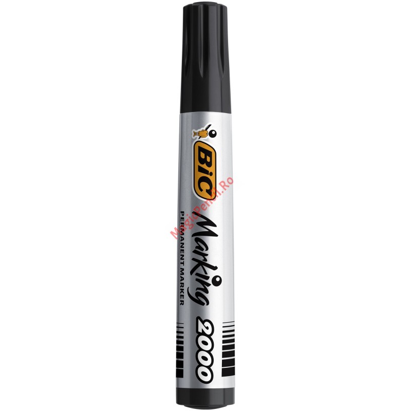 Marker Permanent BIC 2000, varf rotund, 1.7 mm, Negru