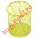 Suport instrumente de scris, rotund, plasa metalica, galben