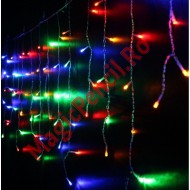 Instalatie Ploaie, Craciun, 120 LED-uri, 3/1M, Multicolor, 8 viteze, fir transparent