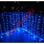 Instalatie Ploaie, Craciun, 240 LED-uri, 3/1M, Albastru, 8 viteze, fir transparent