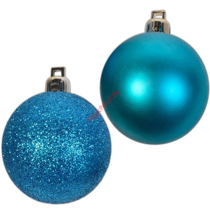 Set 10 globuri, 7 cm diametru, albastru