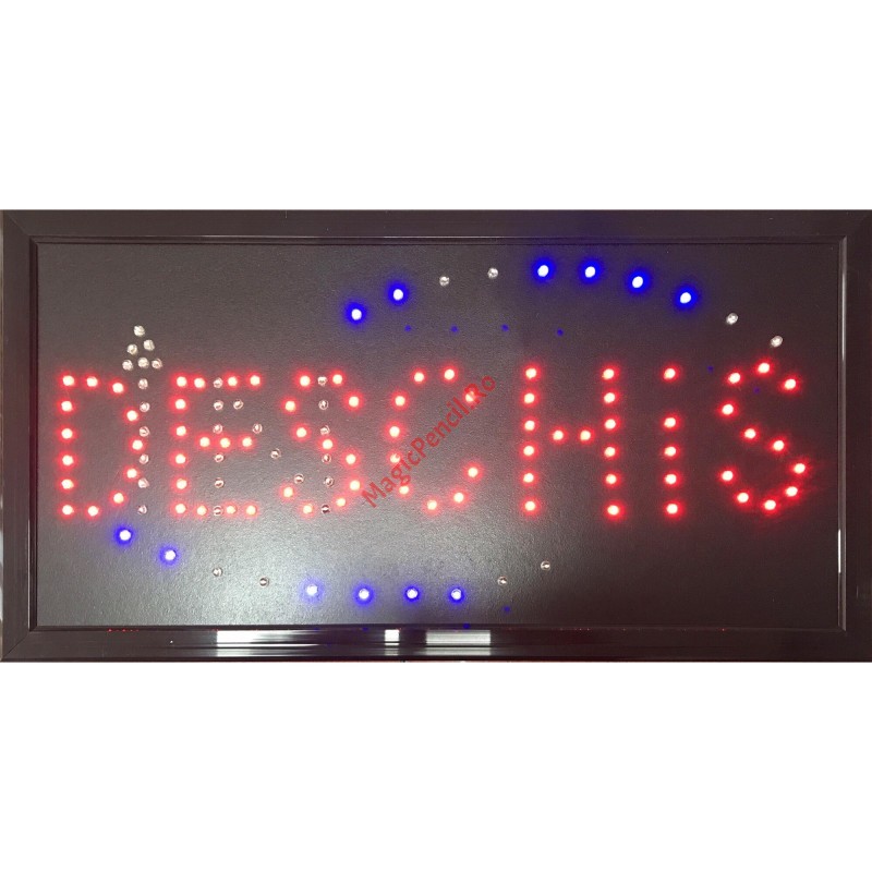 Reclama LED, Inchis/Deschis, rosu, albastru