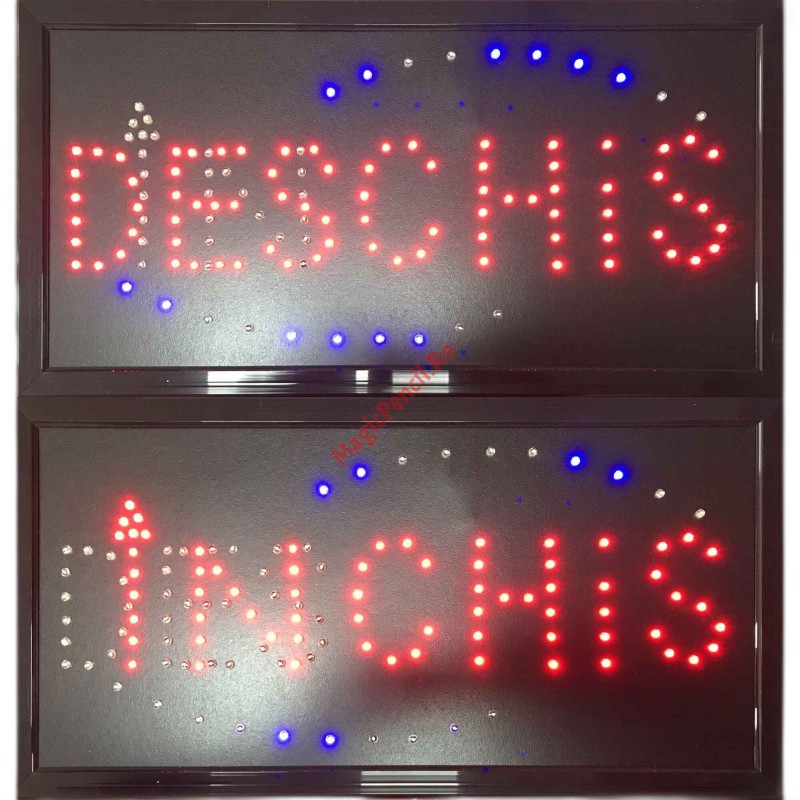 Reclama LED, Inchis/Deschis, rosu, albastru