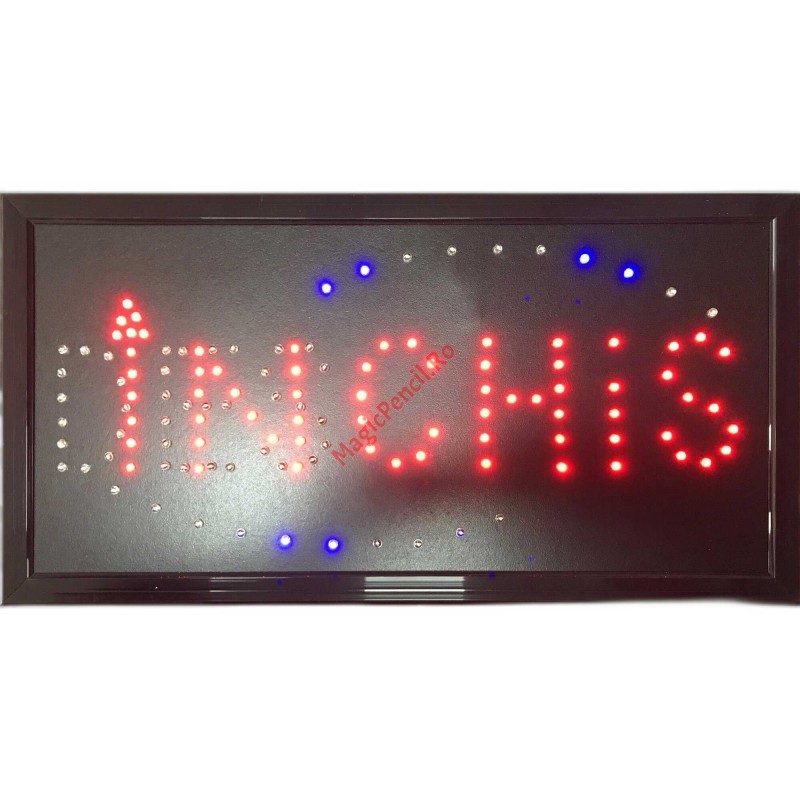 Reclama LED, Inchis/Deschis, rosu, albastru