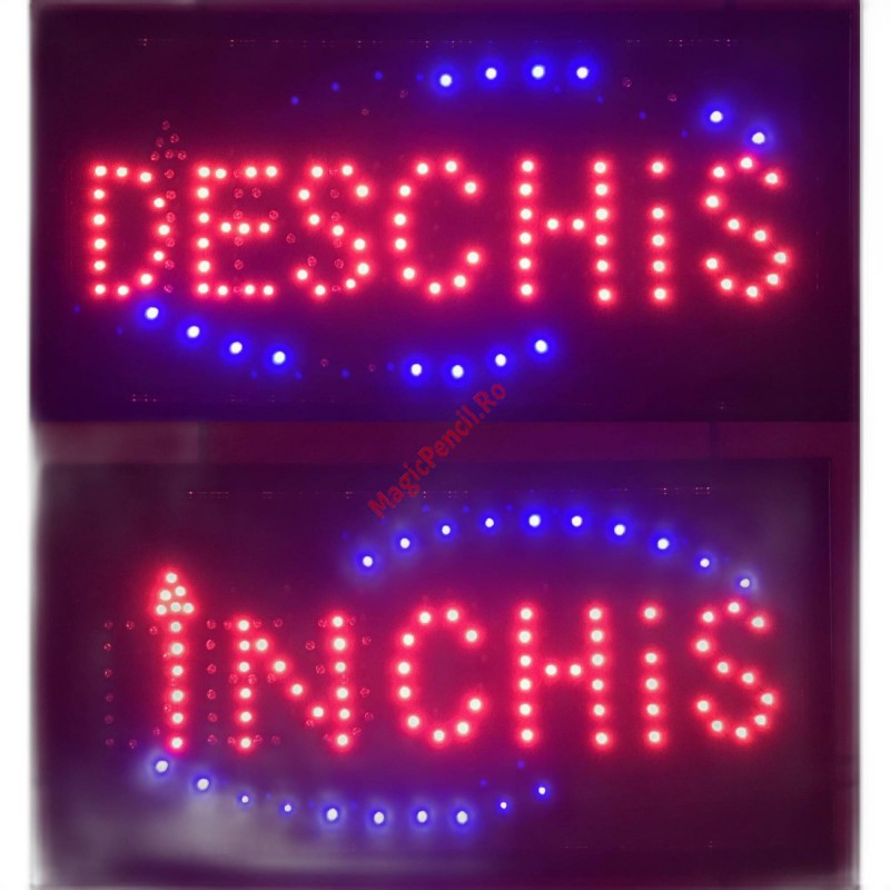Reclama LED, Inchis/Deschis, rosu, albastru