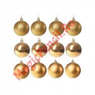 Set 12 globuri, 5 cm diametru, auriu