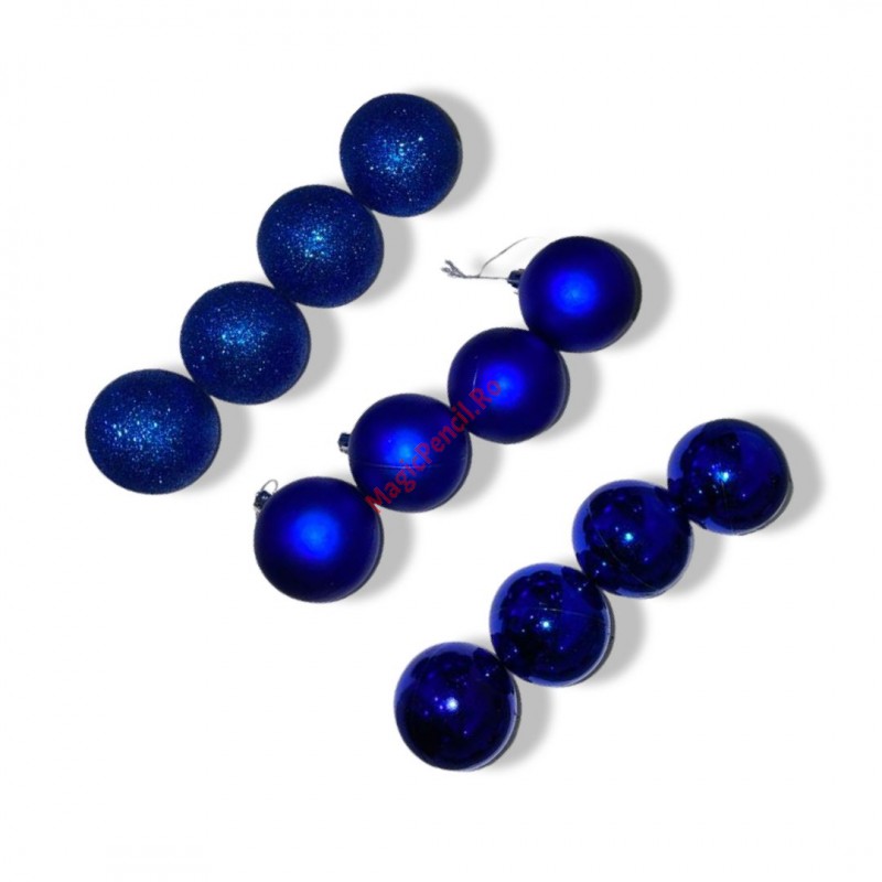 Set 12 globuri, 5 cm diametru, albastru