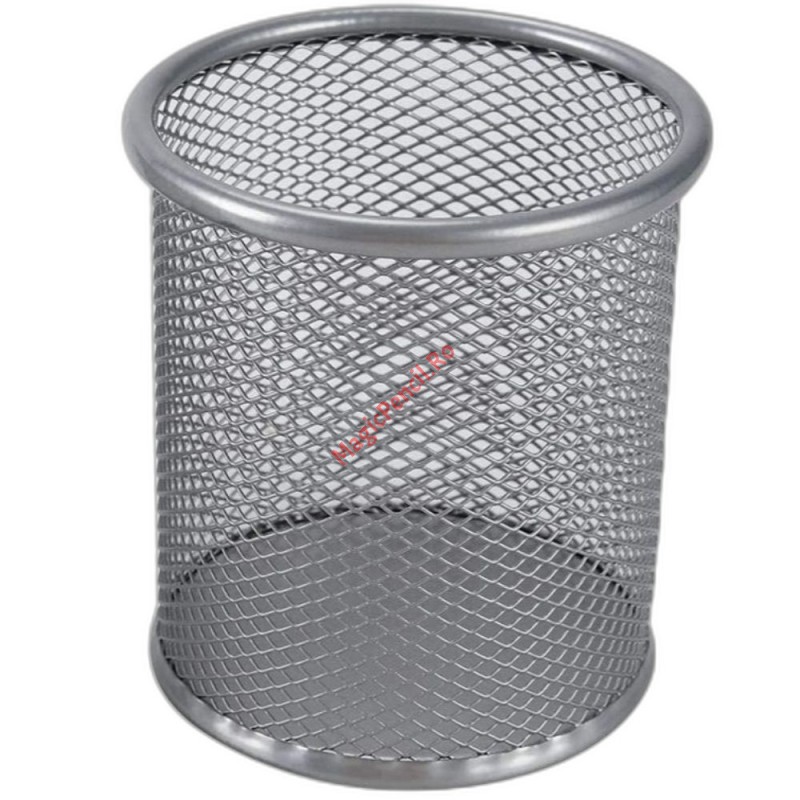 Suport instrumente de scris, rotund, plasa metalica, gri