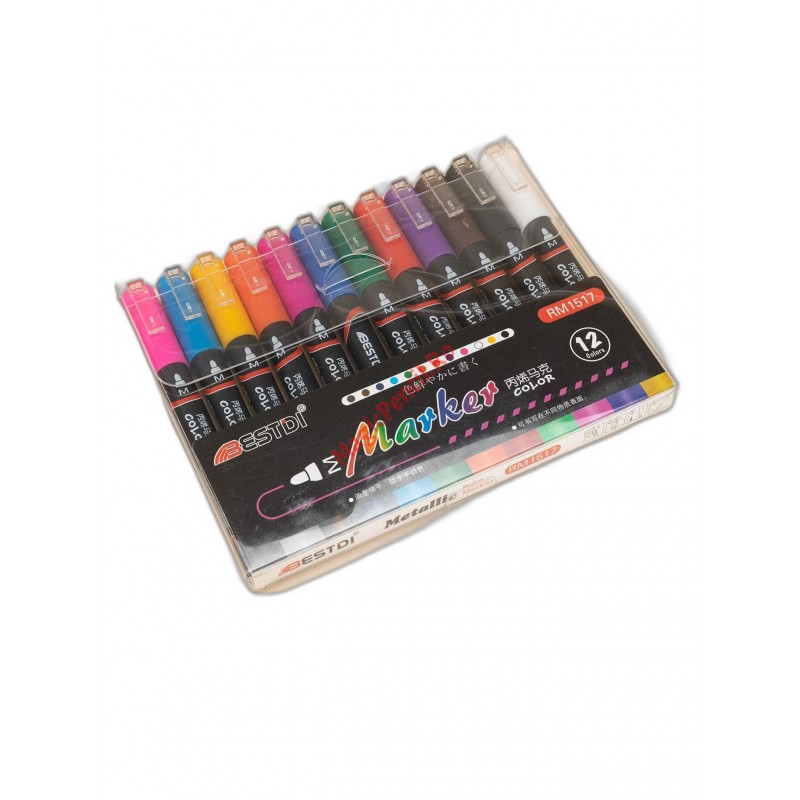 Set 12 markere acrilice, vopsea, alcool, tip Posca