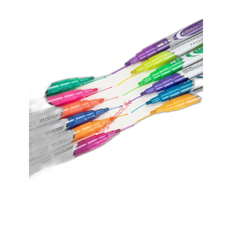 Set 12 markere acrilice, vopsea, alcool, Glitter, tip Posca