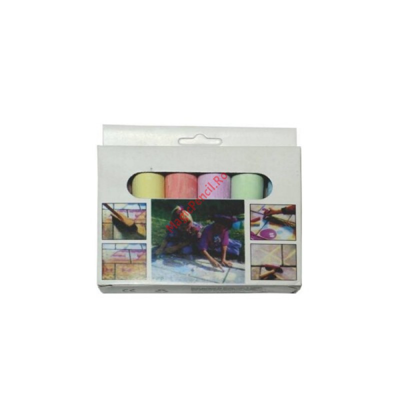 Creta Colorata pentru desen pe tabla sau asfalt, 6 culori