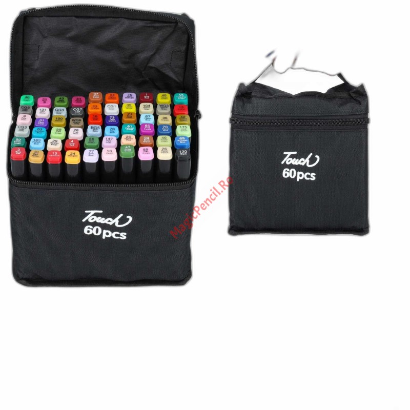 Set 60 markere pentru schite, Alcool, 3-6 mm / 1-2 mm