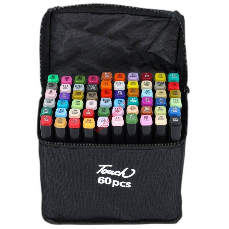 Set 60 markere pentru schite, Alcool, 3-6 mm / 1-2 mm