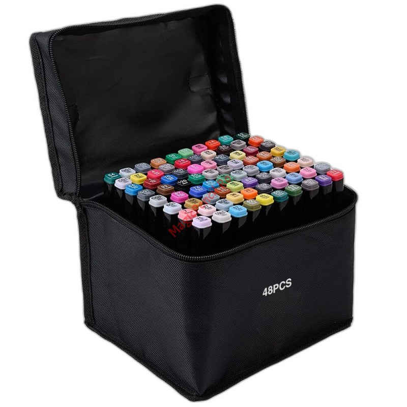 Set 48 markere pentru schite, Alcool, 3-6 mm / 1-2 mm