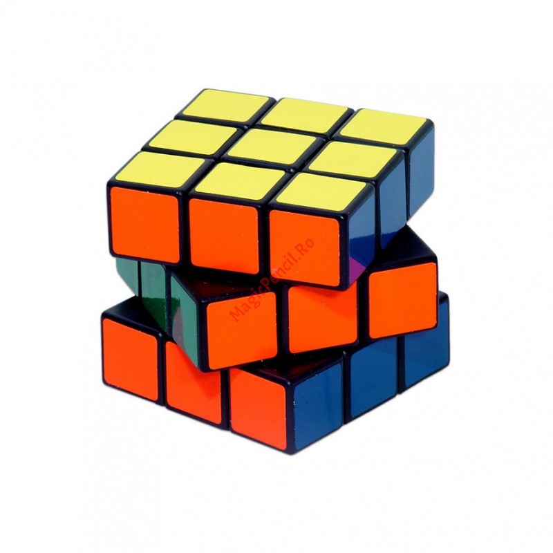 Cub Rubik, 3 x 3 x 3, multicolor, margini negre